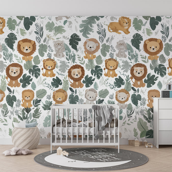 Tapeta s lvíčky | Dětský džunglový motiv