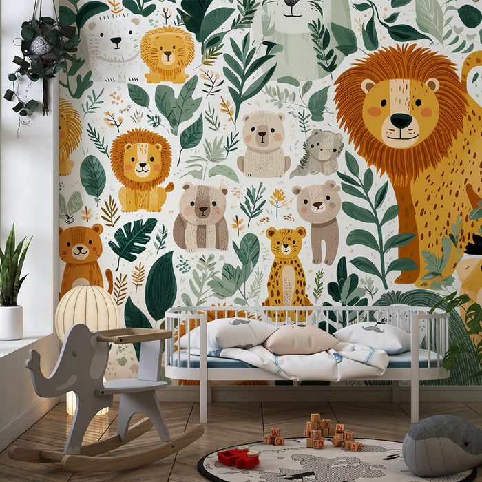 Erdei állatok tapéta | Színes és játékos illusztrációk