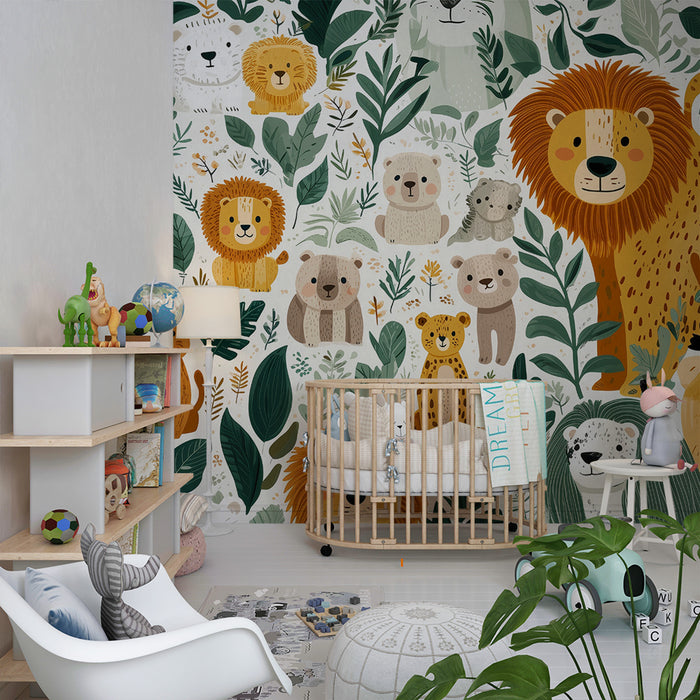 Erdei állatok tapéta | Színes és játékos illusztrációk