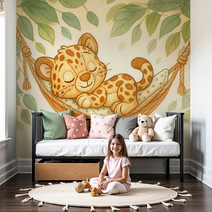 Børneværelse tapet leopard | Sød og fredelig design
