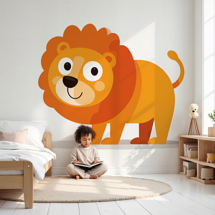 Ταπετσαρία τοίχου λιονταριού | Αστεία εικονογράφηση για παιδιά