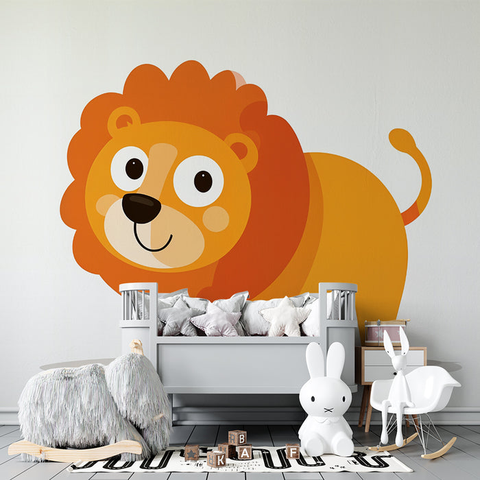 Ταπετσαρία τοίχου λιονταριού | Αστεία εικονογράφηση για παιδιά
