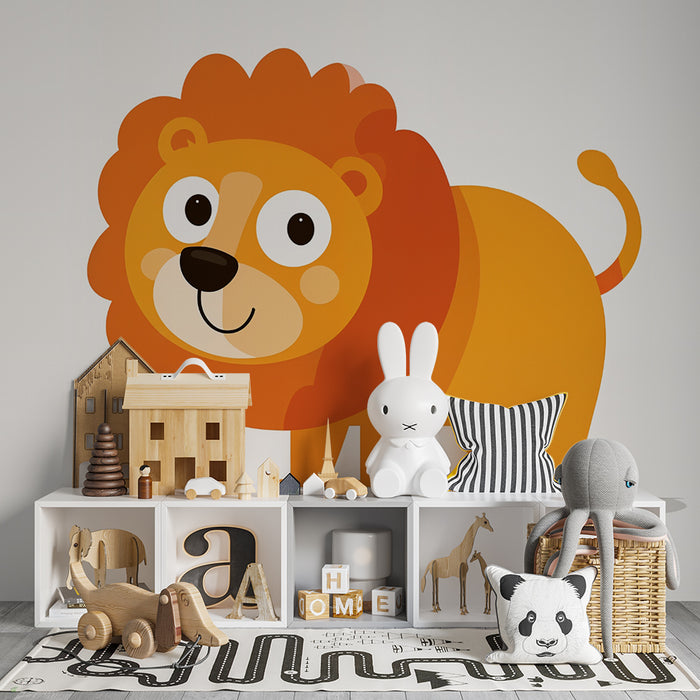Ταπετσαρία τοίχου λιονταριού | Αστεία εικονογράφηση για παιδιά