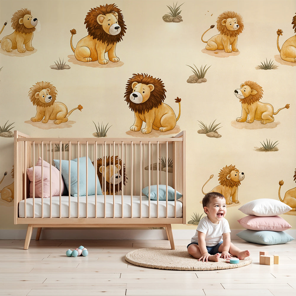 Lion wallpaper | Adorable lion cub patterns — Kids Wall