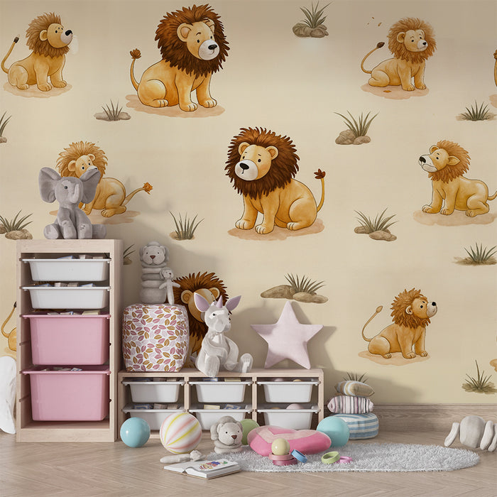 Lion wallpaper | Adorable lion cub patterns — Kids Wall