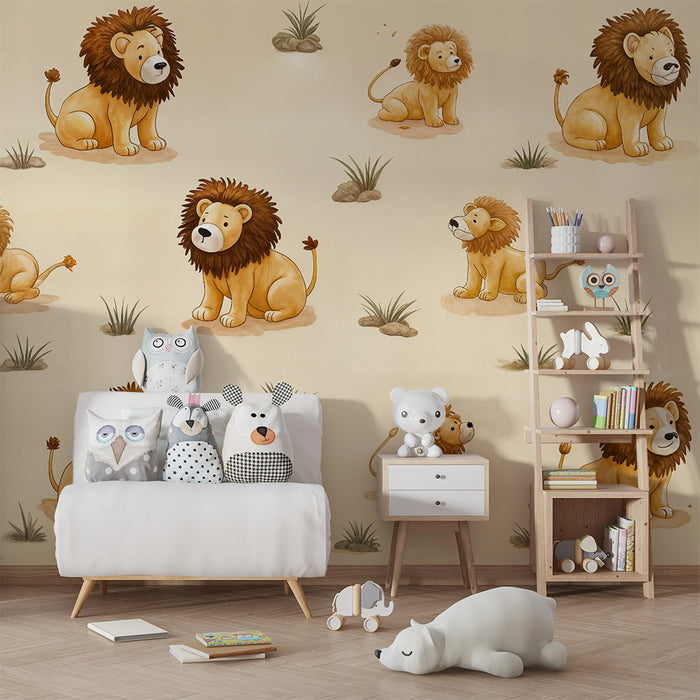 Lion wallpaper | Adorable lion cub patterns — Kids Wall