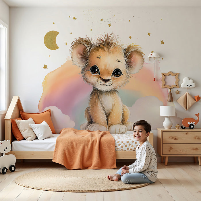 Løveunge tapet | Pastel og drømmende design