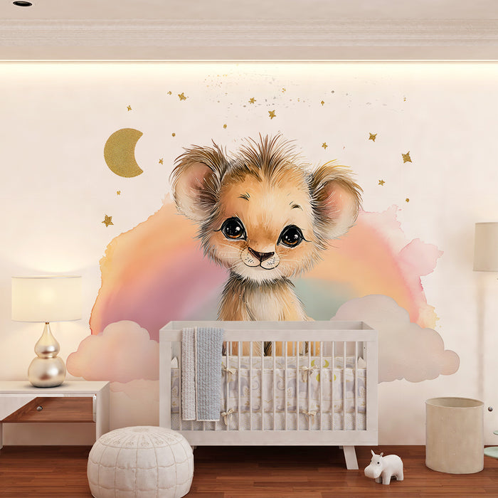 Løveunge tapet | Pastel og drømmende design