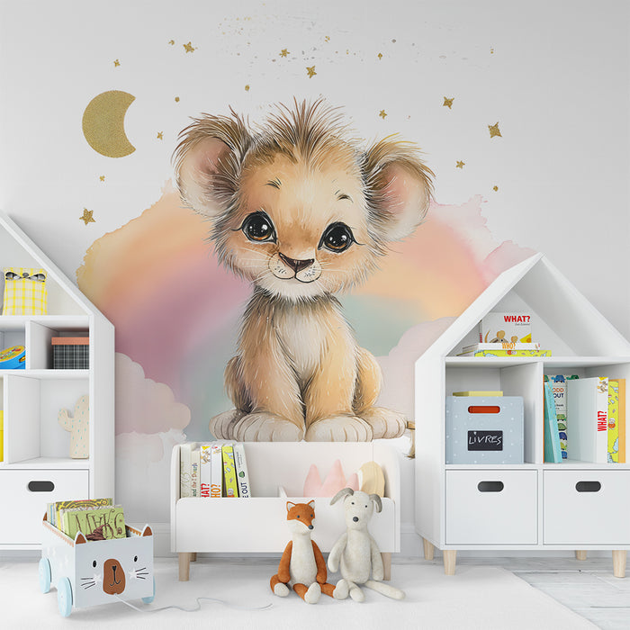 Løveunge tapet | Pastel og drømmende design