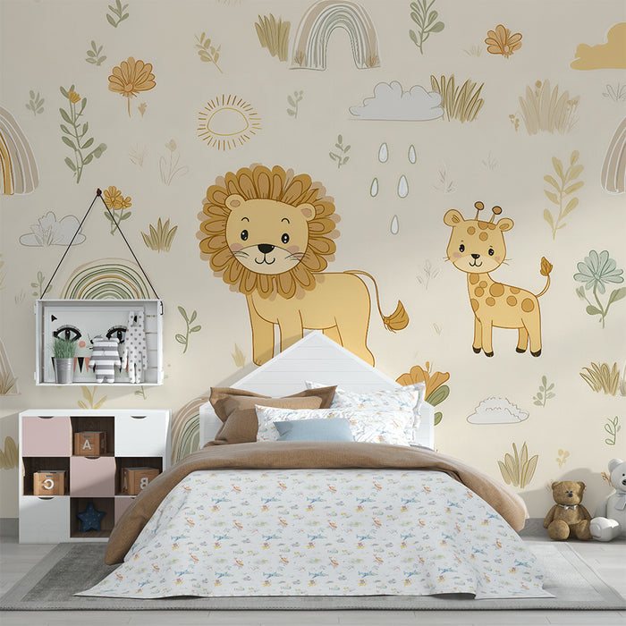 Papier de parede pre detskú izbu | Safari zvieratá a dúhy