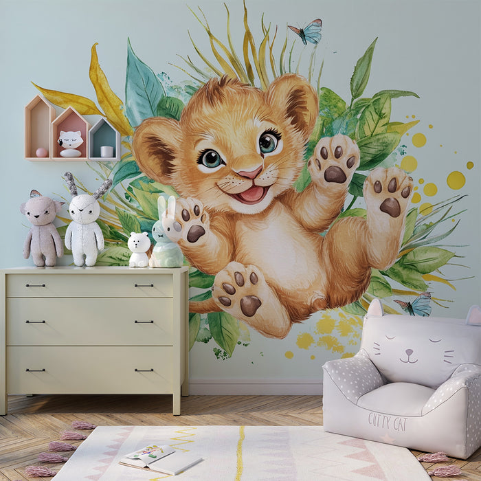Barntapet | Lekfull lejonunge och tropisk natur
