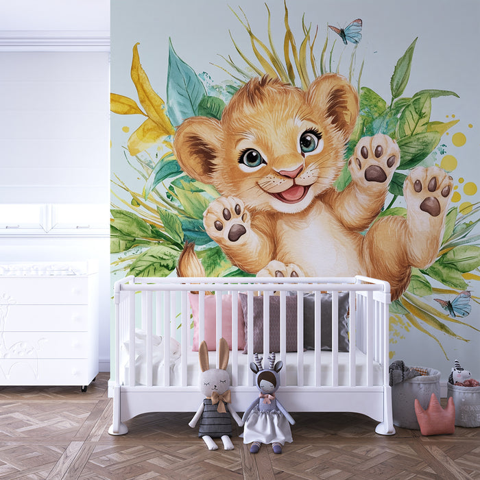 Barntapet | Lekfull lejonunge och tropisk natur