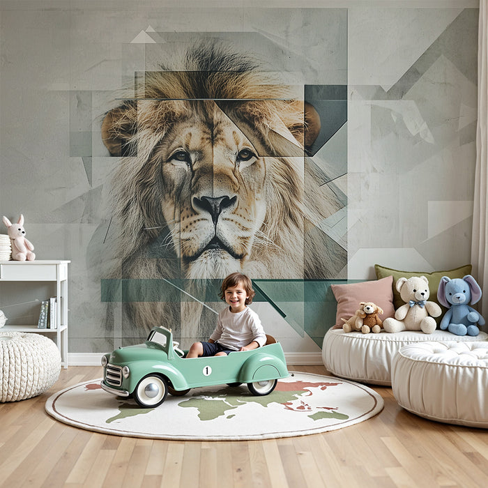 Χαρτί τοίχου παιδικό δωμάτιο | Γεωμετρικό και αφηρημένο λιοντάρι