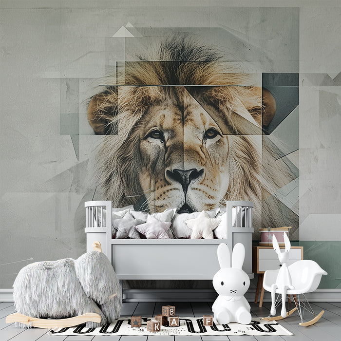 Χαρτί τοίχου παιδικό δωμάτιο | Γεωμετρικό και αφηρημένο λιοντάρι