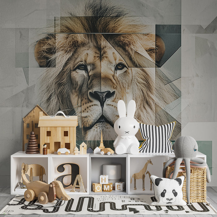 Χαρτί τοίχου παιδικό δωμάτιο | Γεωμετρικό και αφηρημένο λιοντάρι