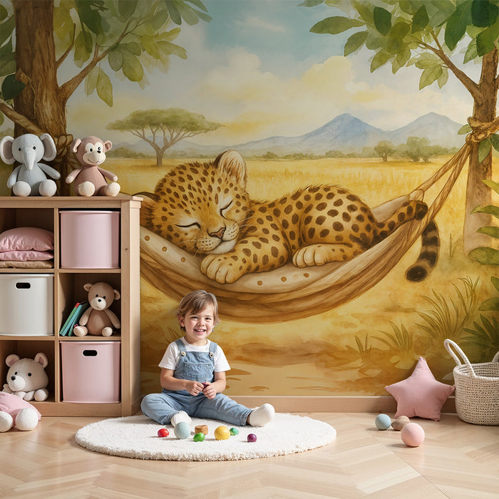 Tapéta állatmintával | Kis gepárd egy függőágyban