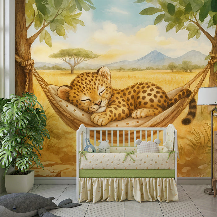 Tapéta állatmintával | Kis gepárd egy függőágyban