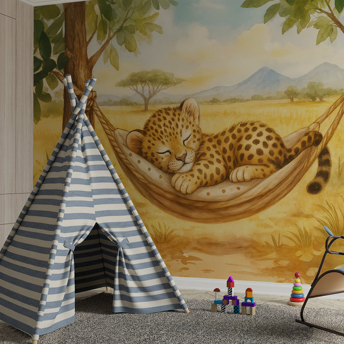 Tapéta állatmintával | Kis gepárd egy függőágyban