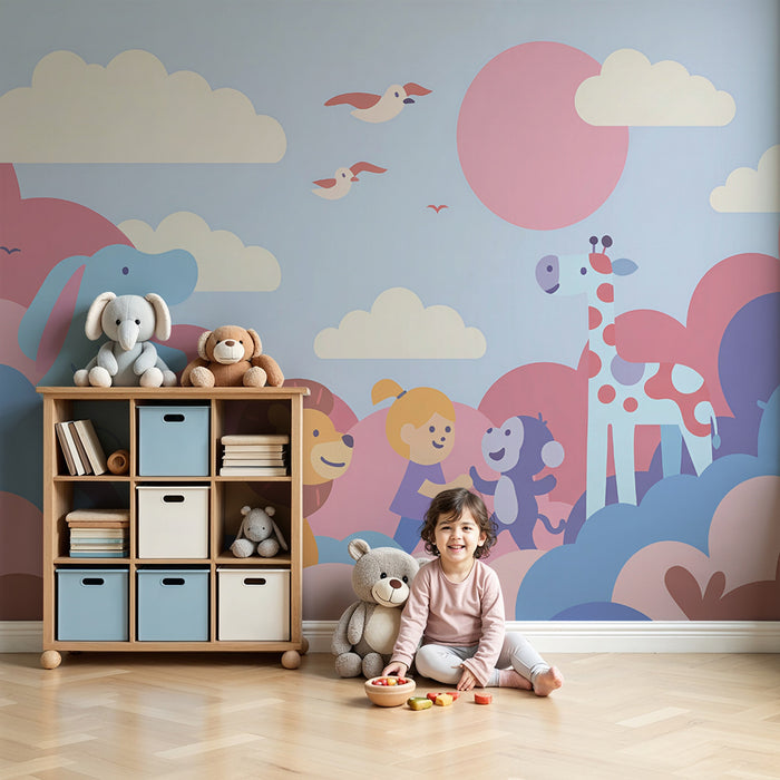 Χαρτί τοίχου παιδικού δωματίου | Απαλό και παστέλ Safari