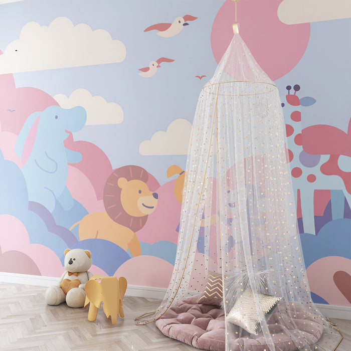 Χαρτί τοίχου παιδικού δωματίου | Απαλό και παστέλ Safari
