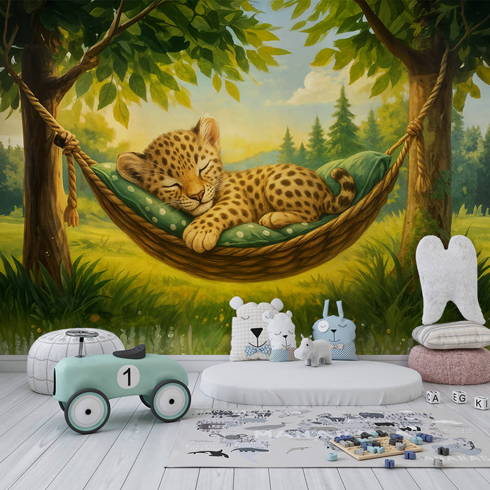 Papier peint mirnega živalskega sveta | Drevo v mreži zaspanega geparda
