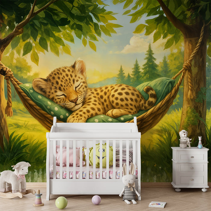 Papier peint mirnega živalskega sveta | Drevo v mreži zaspanega geparda
