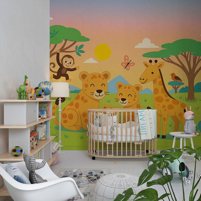 Tapeta safari | Ilustracija životinjskog svijeta za dječju sobu