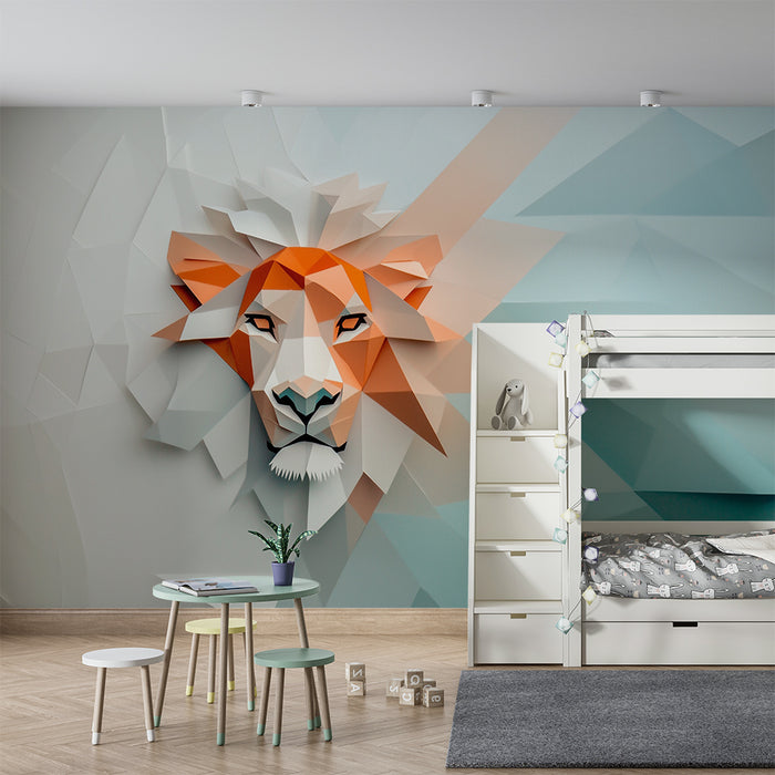 Papel de parede criança | Leão geométrico colorido