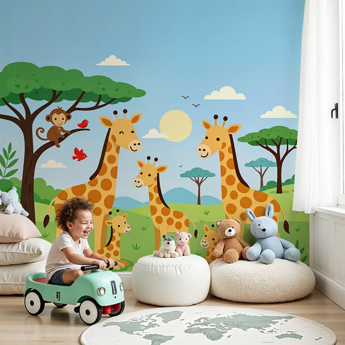 Papel pintado Safari Animales | Tema de jungla para habitación infantil