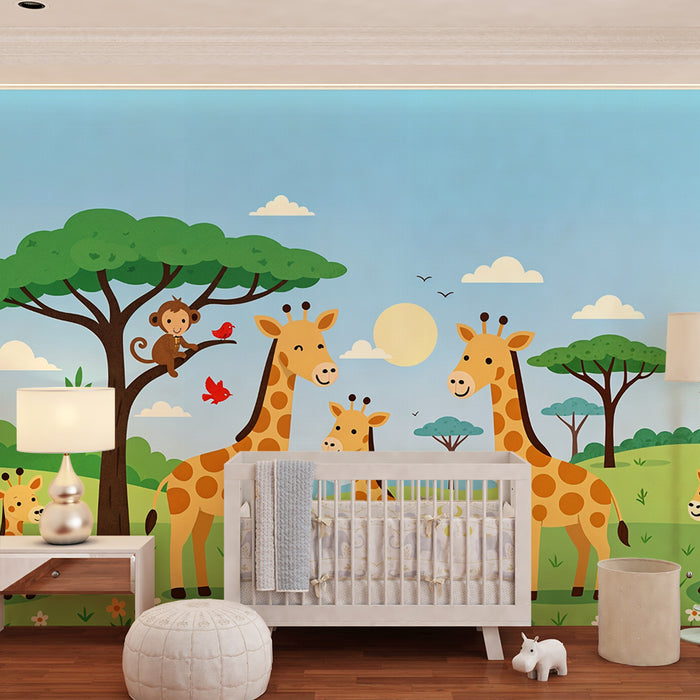 Papel pintado Safari Animales | Tema de jungla para habitación infantil