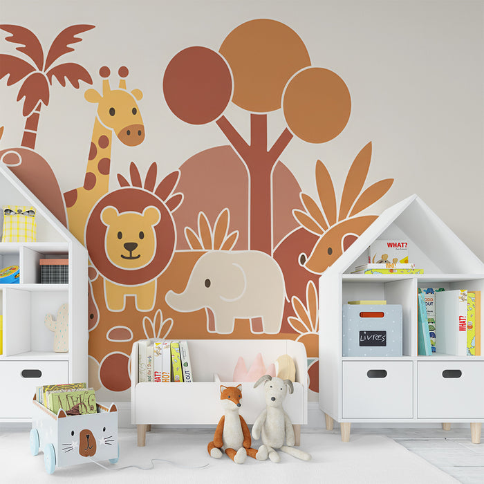 Babykamer behang | Leuke en warme safari