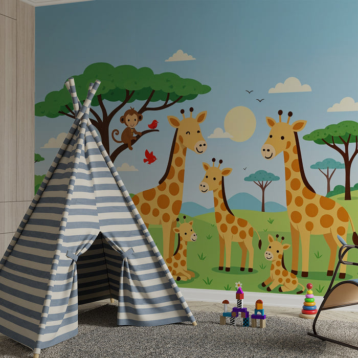 Papel pintado Safari Animales | Tema de jungla para habitación infantil