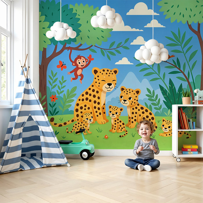 Tapet dzhungla | Slatki zhivotni i listovje