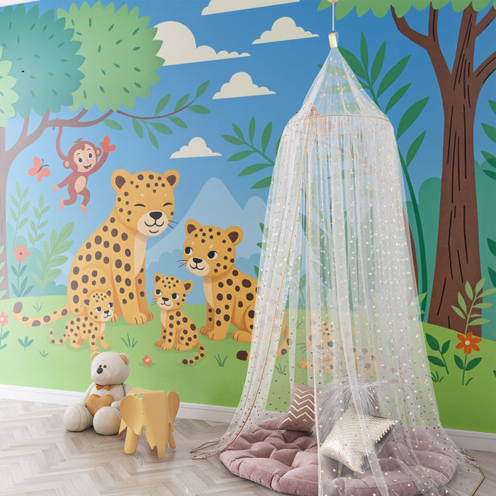 Tapet dzhungla | Slatki zhivotni i listovje