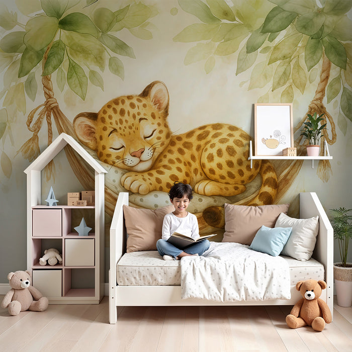 Dschungeltapete | Kleiner schlafender Leopard