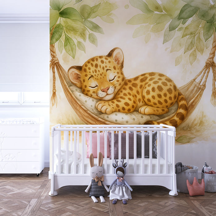 Dschungeltapete | Kleiner schlafender Leopard