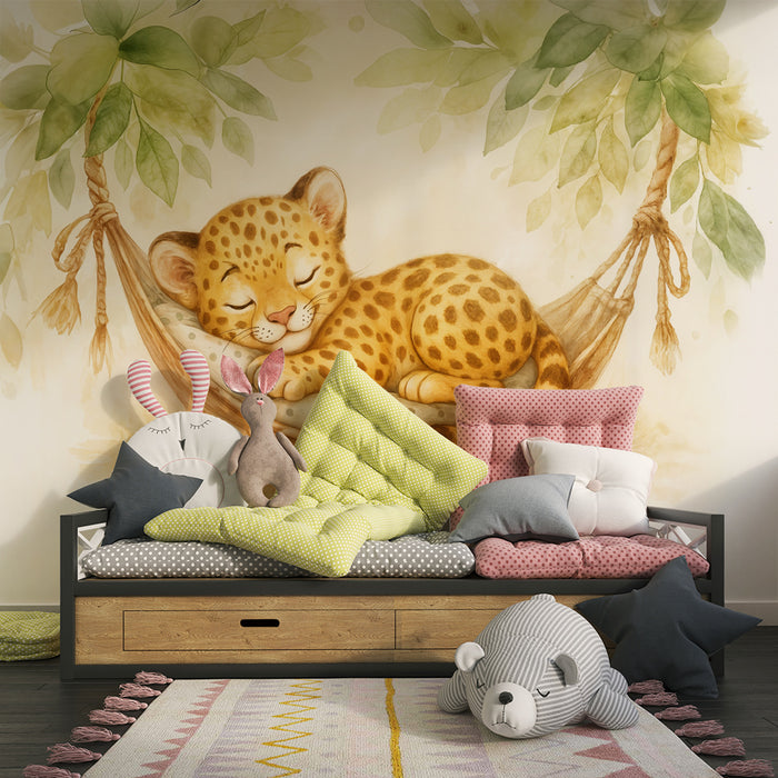 Dschungeltapete | Kleiner schlafender Leopard
