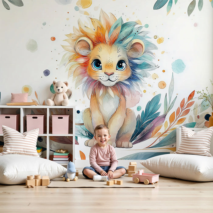 Tapeta se lvíčkem | Pastelová akvarelová zvířata