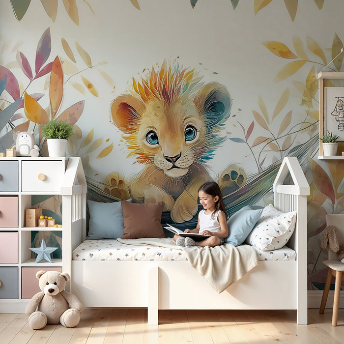 Papel pintado de cachorro de león | Ilustración colorida y fantástica