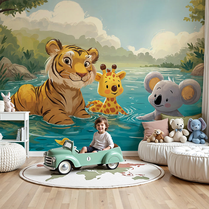 Papel de parede Jungle Animada | Animais Divertidos