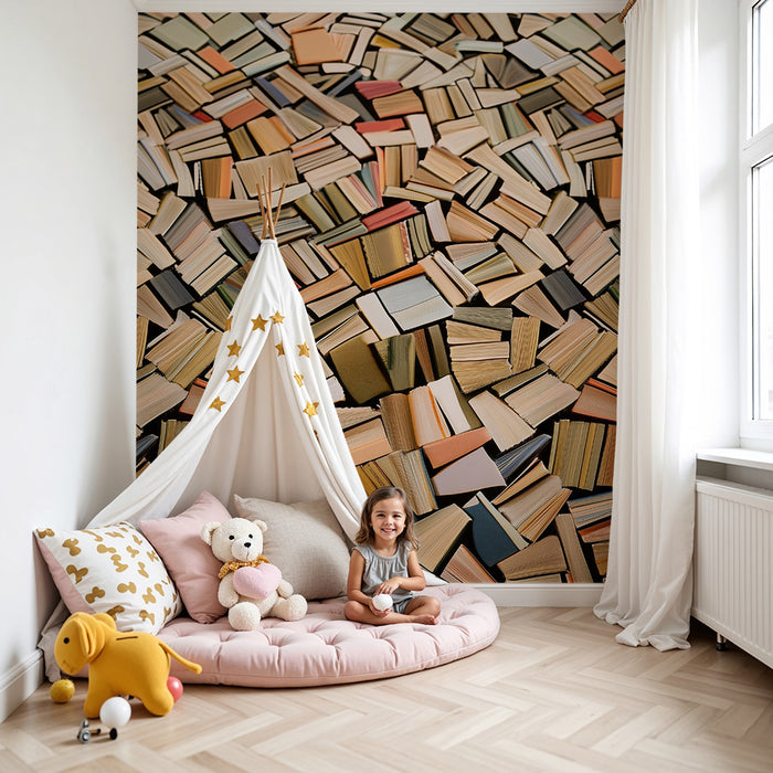 Papier peint chambre enfant | Livres colorés abstraits