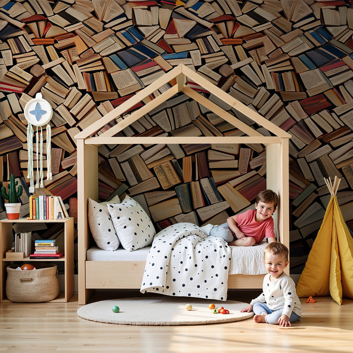 Papel pintado infantil | Biblioteca colorida