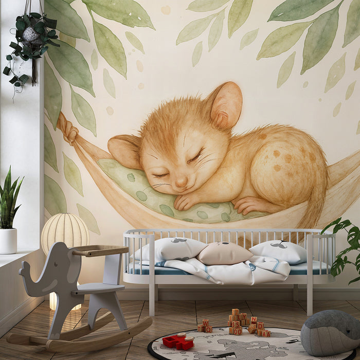 Tapet za bebeshka staia s zhivotni | Akvarelno izobrazhenie na lenivets