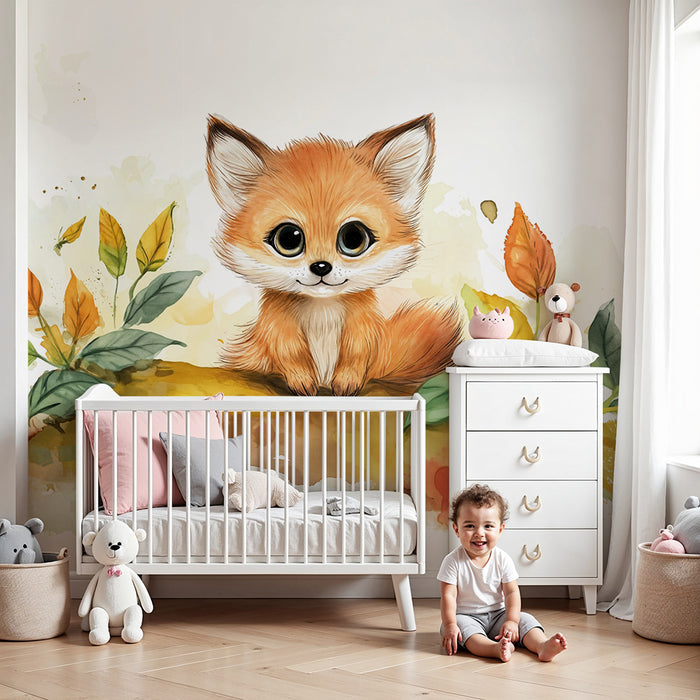 Barntapet | Söt räv och höstlöv