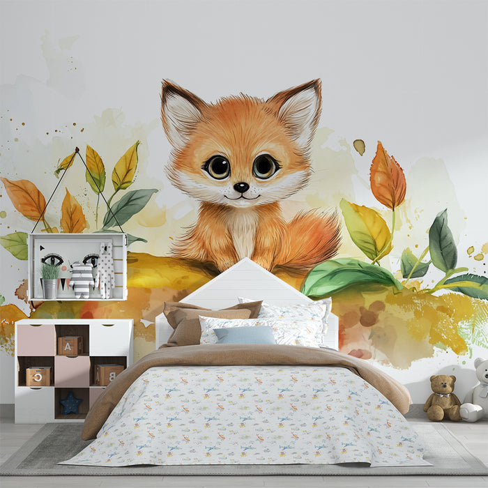 Barntapet | Söt räv och höstlöv