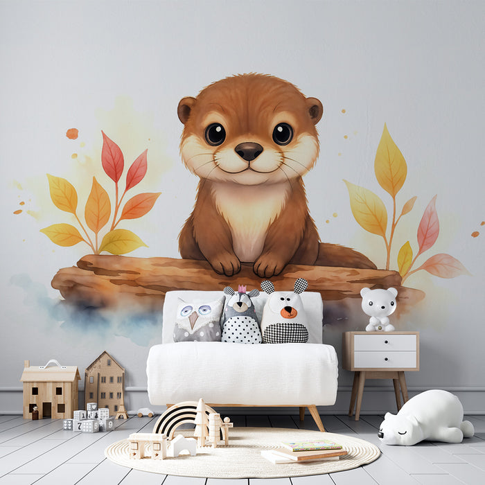 Barntapet | Liten utter och höstlöv