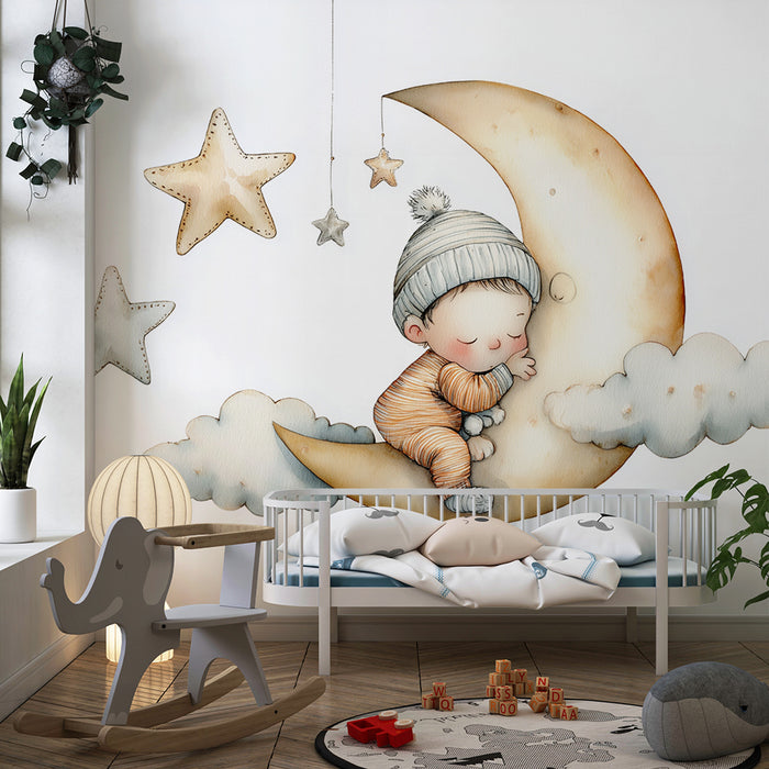 Tapeta pre bábätko mesiac | Dekorácia detskej izby