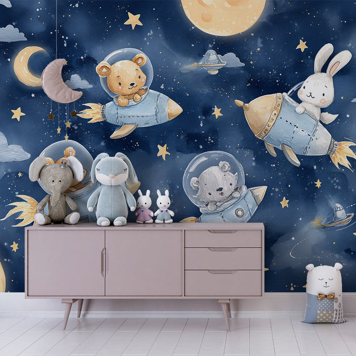 Babykamer behang | Zachte ruimteavontuur