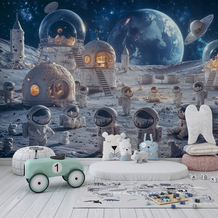 Kids room wallpaper | Space adventure and little astronauts — Kids Wall