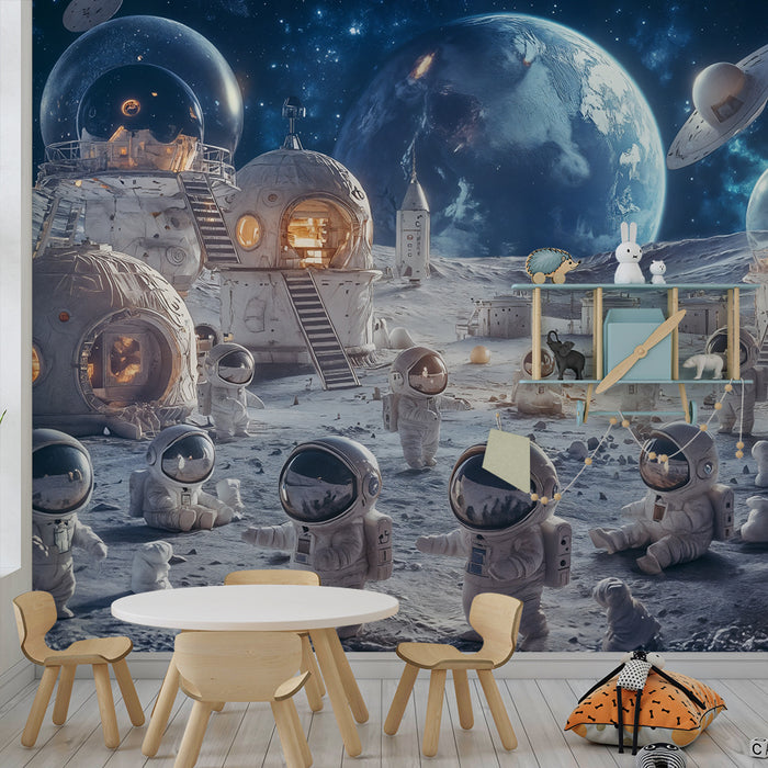Lastenhuoneen tapetti | Avaruusseikkailu ja pikkuastronautit